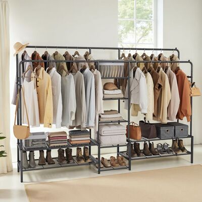 SONGMICS Portant amovible à Vêtements Armoire Ouverte Portemanteau avec 9 Étagères Cadre en Métal Tringle à Vêtements Noir Noir - Publicité SONGMICS Portant amovible à Vêtements Armoire Ouverte Portemanteau avec 9 Étagères Cadre en Métal Tringle à Vêtements Noir Noir - Publicité