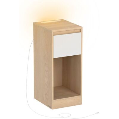 VASAGLE Table de Chevet Étroite avec Éclairage LED 1 Port USB-A 1 Port USB-C Tiroir et Compartiment Ouvert Jaune Amande et Blanc Nuage - Publicité VASAGLE Table de Chevet Étroite avec Éclairage LED 1 Port USB-A 1 Port USB-C Tiroir et Compartiment Ouvert Jaune Amande et Blanc Nuage - Publicité