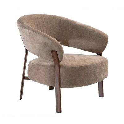 CALICOSY - Fauteuil en tissu beige et pieds métal effet noyer L78 cm - LIV - Beige Beige - Publicité CALICOSY - Fauteuil en tissu beige et pieds métal effet noyer L78 cm - LIV - Beige Beige - Publicité