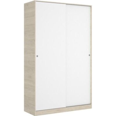 PEGANE Armoire à portes coulissantes coloris naturel-blanc brillant - Longueur 120 x Profondeur 50 x Hauteur 204 cm Blanc - Publicité PEGANE Armoire à portes coulissantes coloris naturel-blanc brillant - Longueur 120 x Profondeur 50 x Hauteur 204 cm Blanc - Publicité
