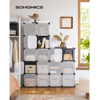 Meuble de Rangement Modulable - SONGMICS - 16 Compartiments avec Portes - Gris Gris - Publicité Meuble de Rangement Modulable - SONGMICS - 16 Compartiments avec Portes - Gris Gris - Publicité