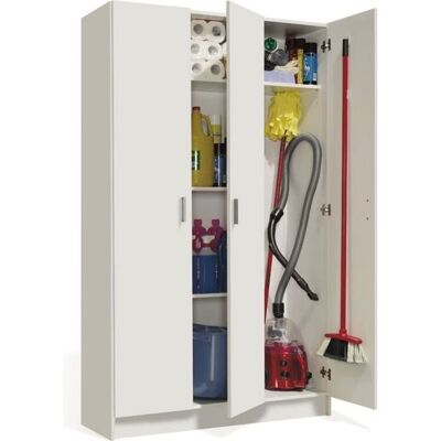 PEGANE Armoire placard de rangement 3 portes coloris blanc - 109 cm (longueur) x 180 cm (hauteur) x 37 cm (profondeur) Blanc - Publicité PEGANE Armoire placard de rangement 3 portes coloris blanc - 109 cm (longueur) x 180 cm (hauteur) x 37 cm (profondeur) Blanc - Publicité
