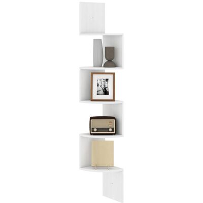 Étagère dangle murale - HOMCOM - rangement forme zigzag 5 niveaux gain de place - bois - 20x20x126cm - blanc Blanc - Publicité Étagère dangle murale - HOMCOM - rangement forme zigzag 5 niveaux gain de place - bois - 20x20x126cm - blanc Blanc - Publicité