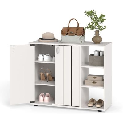 COSTWAY Meuble a Chaussure à 3 Niveaux avec Portes 2 Étagères Ouvertes Réglables Kit Anti-Basculement pour Entrée Salon Blanc Blanc - Publicité COSTWAY Meuble a Chaussure à 3 Niveaux avec Portes 2 Étagères Ouvertes Réglables Kit Anti-Basculement pour Entrée Salon Blanc Blanc - Publicité