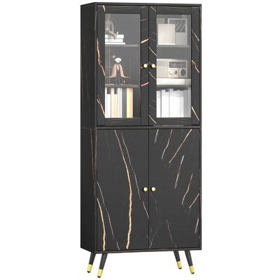 Bibliothèque - HOMCOM - 6 niveaux - 6 étagères ouvertes porte vitrée et placard - pour salon bureau - 70 x 35 x 170 cm - noir Noir - Publicité Bibliothèque - HOMCOM - 6 niveaux - 6 étagères ouvertes porte vitrée et placard - pour salon bureau - 70 x 35 x 170 cm - noir Noir - Publicité