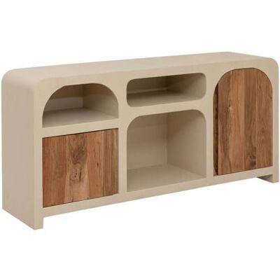 Buffet en bois effet béton et bois dacacia Dalva Blanc - Publicité Buffet en bois effet béton et bois dacacia Dalva Blanc - Publicité