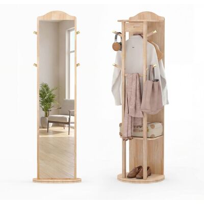 COSTWAY 3 en 1 Armoire à Miroir sur Pied avec Porte-Manteau Base Pivotante à 360° 2 Étagères 2 Tringles à Vêtements 48 x 168 cm Beige - Publicité COSTWAY 3 en 1 Armoire à Miroir sur Pied avec Porte-Manteau Base Pivotante à 360° 2 Étagères 2 Tringles à Vêtements 48 x 168 cm Beige - Publicité