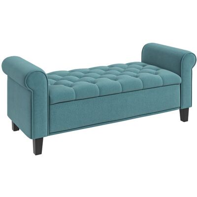 Banc de rangement - HOMCOM - avec accoudoirs - en tissu velours rembourré et capitonné - 126 x 485 x 57 cm - vert Vert - Publicité Banc de rangement - HOMCOM - avec accoudoirs - en tissu velours rembourré et capitonné - 126 x 485 x 57 cm - vert Vert - Publicité