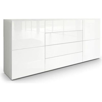 Vladon Buffet dressoir Rova en Blanc mat - Blanc haute brillance - Blanc haute brillance Blanc - Publicité Vladon Buffet dressoir Rova en Blanc mat - Blanc haute brillance - Blanc haute brillance Blanc - Publicité