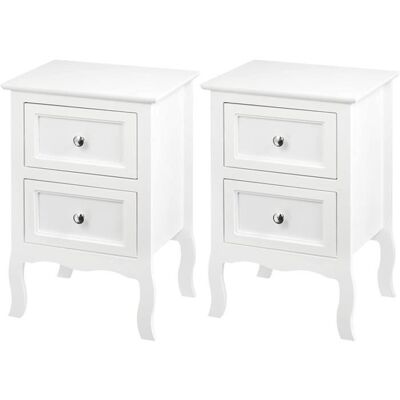 WOLTU Lot de 2 Table de Chevet en MDF Design Rétro et Classique avec 2 Tiroirs Blanc Blanc - Publicité WOLTU Lot de 2 Table de Chevet en MDF Design Rétro et Classique avec 2 Tiroirs Blanc Blanc - Publicité