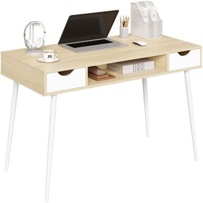 WOLTU Bureau dordinateur en métal et bois Table de bureau avec 2 tiroirs et 1 compartiment ouvert 120x58x77cmChêne Marron - Publicité WOLTU Bureau dordinateur en métal et bois Table de bureau avec 2 tiroirs et 1 compartiment ouvert 120x58x77cmChêne Marron - Publicité