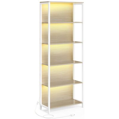 VASAGLE Bibliothèque LED - Beige naturel - 6 niveaux - Lumières réglables - Cadre en acier - 303 x 60 x 1786 cm Beige - Publicité VASAGLE Bibliothèque LED - Beige naturel - 6 niveaux - Lumières réglables - Cadre en acier - 303 x 60 x 1786 cm Beige - Publicité