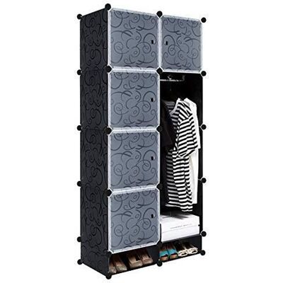 Armoire Penderie - NAIZY - 8 Cubes - Plastique Noir - Design Contemporain - Montage Facile Noir - Publicité Armoire Penderie - NAIZY - 8 Cubes - Plastique Noir - Design Contemporain - Montage Facile Noir - Publicité