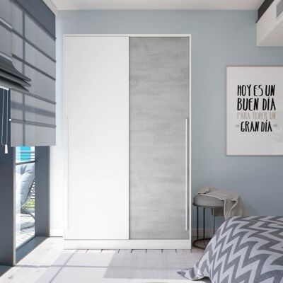 PEGANE Armoire placard meuble de rangement 2 portes coulissantes en bois Hauteur200 x Longueur120 cm x Profondeur50 cm Gris - Publicité PEGANE Armoire placard meuble de rangement 2 portes coulissantes en bois Hauteur200 x Longueur120 cm x Profondeur50 cm Gris - Publicité
