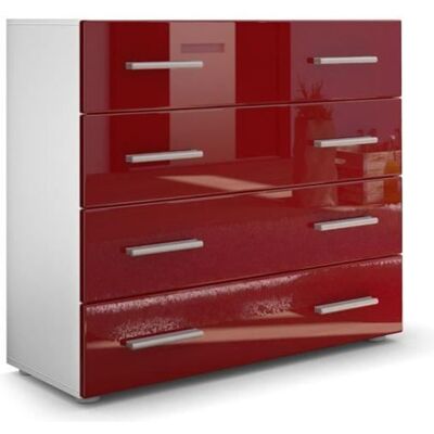 Vladon Commode buffet Pavos en Blanc mat - Bordeaux haute brillance Rouge - Publicité Vladon Commode buffet Pavos en Blanc mat - Bordeaux haute brillance Rouge - Publicité