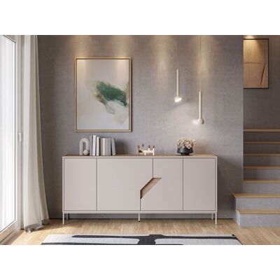 Buffet LILOU - Chêne Artisan & Crème - 4 portes - 180 x 40 x 80 cm Beige - Publicité Buffet LILOU - Chêne Artisan & Crème - 4 portes - 180 x 40 x 80 cm Beige - Publicité