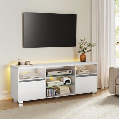 Meuble TV - VASAGLE - Moderne pour Téléviseurs jusquà 70 Pouces - Étagères en Verre - Blanc Blanc - Publicité Meuble TV - VASAGLE - Moderne pour Téléviseurs jusquà 70 Pouces - Étagères en Verre - Blanc Blanc - Publicité