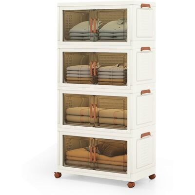 GIANTEX Boîte de Rangement à Roulettes 280 L en Plastique-4 Bacs de Rangement Pliables et Empilables-685x375x140cm-Chambre Salon Blanc - Publicité GIANTEX Boîte de Rangement à Roulettes 280 L en Plastique-4 Bacs de Rangement Pliables et Empilables-685x375x140cm-Chambre Salon Blanc - Publicité