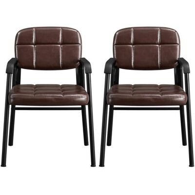 Yaheetech Lot de 2 Fauteuil Salon Chaises de Visiteur Siège Rembourré en SmiliCuir Fauteuil daccueil 58 x 58 x 86cm Charge 135 kg Marron - Publicité Yaheetech Lot de 2 Fauteuil Salon Chaises de Visiteur Siège Rembourré en SmiliCuir Fauteuil daccueil 58 x 58 x 86cm Charge 135 kg Marron - Publicité
