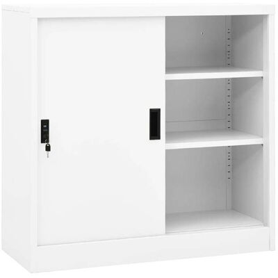Armoire de bureau vidaXL à porte coulissante blanche - Publicité Armoire de bureau vidaXL à porte coulissante blanche - Publicité