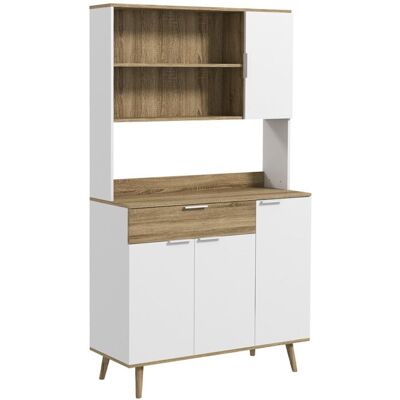 HOMCOM - Armoire de cuisine - Panneau de particules - 98x39x180cm - Blanc Blanc - Publicité HOMCOM - Armoire de cuisine - Panneau de particules - 98x39x180cm - Blanc Blanc - Publicité