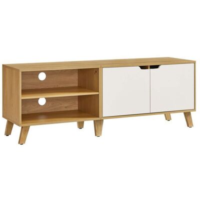 VASAGLE Meuble TV 2 Portes Longueur 140 cm pour Téléviseurs 60 Pouces Salon Salle à Manger Chambre Chêne Naturel et Blanc Crème Blanc - Publicité VASAGLE Meuble TV 2 Portes Longueur 140 cm pour Téléviseurs 60 Pouces Salon Salle à Manger Chambre Chêne Naturel et Blanc Crème Blanc - Publicité