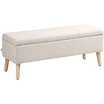 Banc coffre rangement - HOMCOM - aspect lin - pour chambre à coucher entrée salon - charge 220 Kg - 110 x 39 x 45 cm - beige Beige - Publicité Banc coffre rangement - HOMCOM - aspect lin - pour chambre à coucher entrée salon - charge 220 Kg - 110 x 39 x 45 cm - beige Beige - Publicité