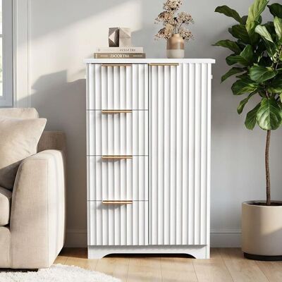 Buffet Meuble de Rangement - ALIGHTUP - Buffet bas avec 1 Porte et 4 Tiroirs Blanc 534x29x825cm Blanc - Publicité Buffet Meuble de Rangement - ALIGHTUP - Buffet bas avec 1 Porte et 4 Tiroirs Blanc 534x29x825cm Blanc - Publicité