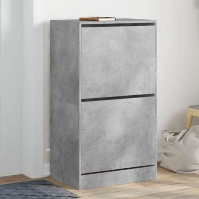 vidaXL Armoire à chaussures 2 tiroirs rabattables gris béton 3214388 Gris - Publicité vidaXL Armoire à chaussures 2 tiroirs rabattables gris béton 3214388 Gris - Publicité