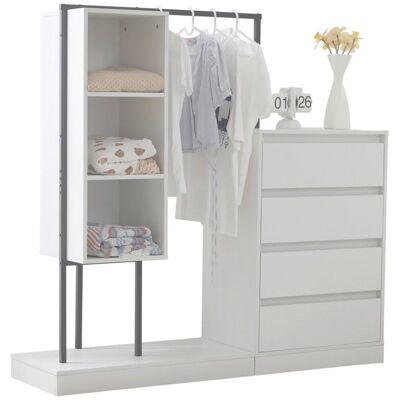 NOBRAND Armoire de Chambre Blanche 140x40x135 cm avec Penderie Tiroirs et Tringle Rangement pour Dressing Blanc - Publicité NOBRAND Armoire de Chambre Blanche 140x40x135 cm avec Penderie Tiroirs et Tringle Rangement pour Dressing Blanc - Publicité