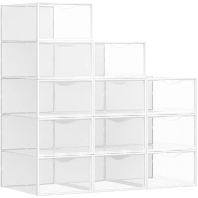 SONGMICS Boîtes à Chaussures avec Porte Lot de 12 Empilables Montage Facile 332 x 23 x 145 cm Transparentes et Blanc Nuage Blanc - Publicité SONGMICS Boîtes à Chaussures avec Porte Lot de 12 Empilables Montage Facile 332 x 23 x 145 cm Transparentes et Blanc Nuage Blanc - Publicité