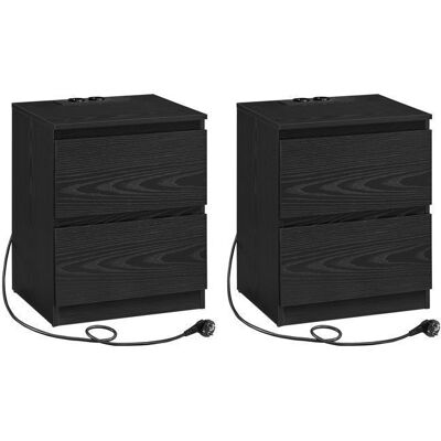 VASAGLE Lot de 2 Table de Chevet avec Multiprise Table dAppoint 2 Tiroirs 2 Prises CA 2 Ports USB-A Moderne Noir Boisé Noir - Publicité VASAGLE Lot de 2 Table de Chevet avec Multiprise Table dAppoint 2 Tiroirs 2 Prises CA 2 Ports USB-A Moderne Noir Boisé Noir - Publicité