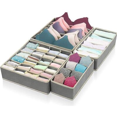QIEDOVIEY Boîte de rangement pour sous-Vêtements et des Chaussettes une Armoire et des Tiroirs de Rangement lot de 4 Sac Armoire Onglet - Publicité QIEDOVIEY Boîte de rangement pour sous-Vêtements et des Chaussettes une Armoire et des Tiroirs de Rangement lot de 4 Sac Armoire Onglet - Publicité