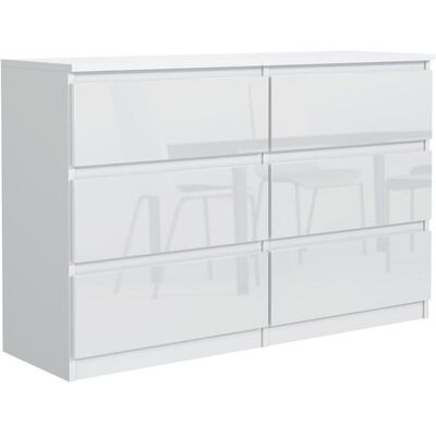 Commode 6 tiroirs - Meblocker - Blanc Brillant 140 cm - Meuble de Rangement Spacieux - Salon Bureau chambre à couche & enfant Blanc - Publicité Commode 6 tiroirs - Meblocker - Blanc Brillant 140 cm - Meuble de Rangement Spacieux - Salon Bureau chambre à couche & enfant Blanc - Publicité