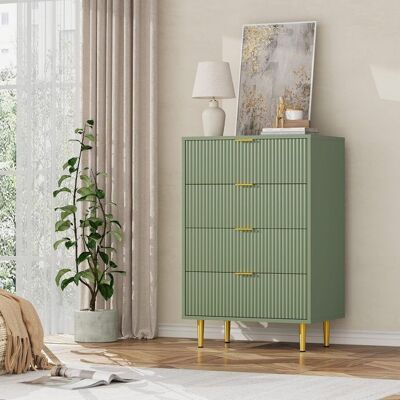 GRAVEE COMMODE DE CHAMBRE -Commode à 4 tiroirs - Commode buffet meuble étroit et moderne-petit meuble de rangement60×40×94 cm vert Vert - Publicité GRAVEE COMMODE DE CHAMBRE -Commode à 4 tiroirs - Commode buffet meuble étroit et moderne-petit meuble de rangement60×40×94 cm vert Vert - Publicité