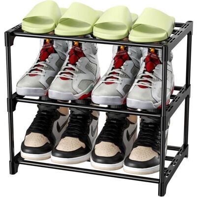DMI Étagère à Chaussures 3 Niveaux Empilable Meuble Chaussure en Métal Meuble de Rangement Chaussure pour 6 Paires (Noir) Noir - Publicité DMI Étagère à Chaussures 3 Niveaux Empilable Meuble Chaussure en Métal Meuble de Rangement Chaussure pour 6 Paires (Noir) Noir - Publicité