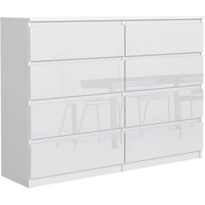 Commode 8 tiroirs - Meblocker - Blanc & Brillant 120 cm - Meuble de Rangement Spacieux - Salon Bureau chambre à couche & enfant Blanc - Publicité Commode 8 tiroirs - Meblocker - Blanc & Brillant 120 cm - Meuble de Rangement Spacieux - Salon Bureau chambre à couche & enfant Blanc - Publicité