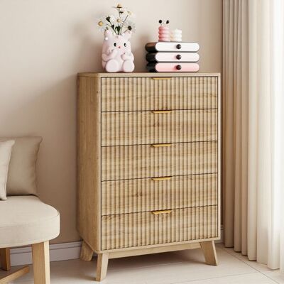 URBANLUXE Buffet - Buffet de salon - 5 tiroirs - Aspect bois vieilli - 73x40x108 cm Marron - Publicité URBANLUXE Buffet - Buffet de salon - 5 tiroirs - Aspect bois vieilli - 73x40x108 cm Marron - Publicité