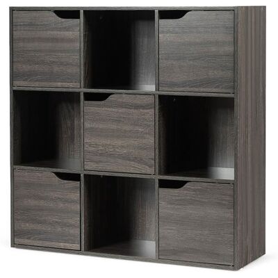 COSTWAY Bibliothèque à 3 Niveaux Meuble de Rangement avec 5 Portes Idéal pour Salon Chambre Entrée 90 x 29 x 90 cm Gris Gris - Publicité COSTWAY Bibliothèque à 3 Niveaux Meuble de Rangement avec 5 Portes Idéal pour Salon Chambre Entrée 90 x 29 x 90 cm Gris Gris - Publicité