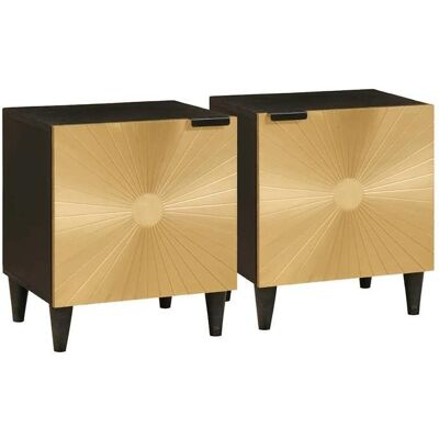 VIDAXL BEWI®Lot de 2 Petite Table de nuit Table de chevet - 2 pcs - Armoire de lit Noir et or 40x33.5x46 cm &FR22096 Noir - Publicité VIDAXL BEWI®Lot de 2 Petite Table de nuit Table de chevet - 2 pcs - Armoire de lit Noir et or 40x33.5x46 cm &FR22096 Noir - Publicité