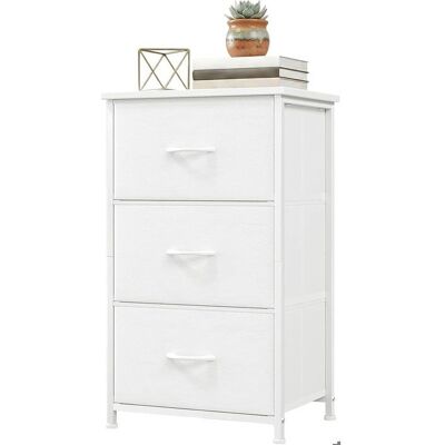 GRAVEE COMMODE DE CHAMBRE-Commode à 3 tiroirs en métal-meuble de rangement -Armoire de rangement-en tissu- amoviblesblanc Blanc - Publicité GRAVEE COMMODE DE CHAMBRE-Commode à 3 tiroirs en métal-meuble de rangement -Armoire de rangement-en tissu- amoviblesblanc Blanc - Publicité