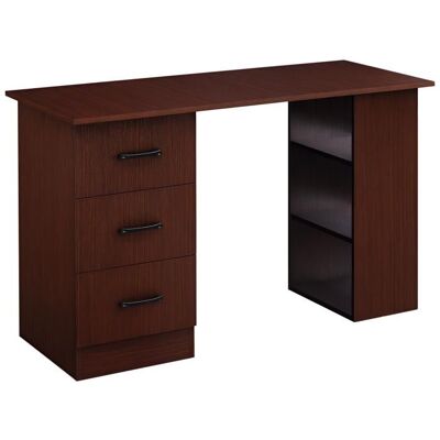 Bureau dordinateur - HOMCOM - réversible - 3 tiroirs et 3 étagères ouvertes - panneaux de particules - 120 x 49 x 72 cm - noyer Marron - Publicité Bureau dordinateur - HOMCOM - réversible - 3 tiroirs et 3 étagères ouvertes - panneaux de particules - 120 x 49 x 72 cm - noyer Marron - Publicité