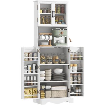 Armoire de cuisine - HOMCOM - 4 portes 8 porte-épices plan de travail - panneau de particules - 60x395x1796cm - blanc Blanc - Publicité Armoire de cuisine - HOMCOM - 4 portes 8 porte-épices plan de travail - panneau de particules - 60x395x1796cm - blanc Blanc - Publicité