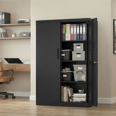 SONGMICS Armoire de Bureau en Acier à 2 Portes Verrouillable Étagères Réglables Meuble de Rangement pour Bureau 80 x 40 x 140 cm Noir Noir - Publicité SONGMICS Armoire de Bureau en Acier à 2 Portes Verrouillable Étagères Réglables Meuble de Rangement pour Bureau 80 x 40 x 140 cm Noir Noir - Publicité