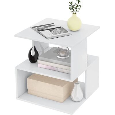 EUGAD Table de Chevet Blanc Table d’appoint Design Moderne Petite Bibliothèque avec 2 Étagères 40x40x435cm 0166ZZ Blanc - Publicité EUGAD Table de Chevet Blanc Table d’appoint Design Moderne Petite Bibliothèque avec 2 Étagères 40x40x435cm 0166ZZ Blanc - Publicité