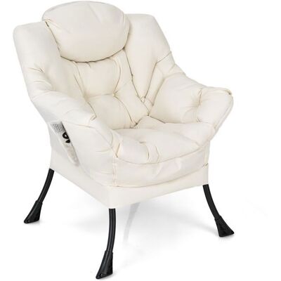 Fauteuil Moderne-GIANTEX-Chaise Longue Rembourrée avec Repose-tête Poche Latérale-pour Salon Bureau Chambre-75 X 81 X 945 CM Beige - Publicité Fauteuil Moderne-GIANTEX-Chaise Longue Rembourrée avec Repose-tête Poche Latérale-pour Salon Bureau Chambre-75 X 81 X 945 CM Beige - Publicité