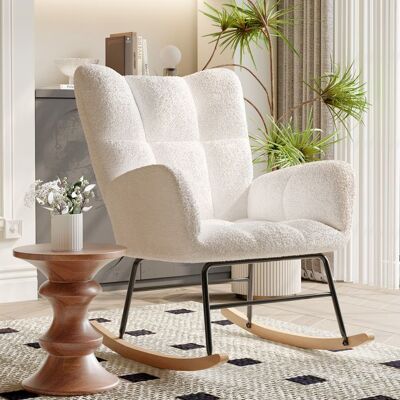 SOMUBI Fauteuil à bascule fauteuil de relaxation fauteuil daccent charge maximale 110 kg en velours beige 96 x 525 x 88 cm Beige - Publicité SOMUBI Fauteuil à bascule fauteuil de relaxation fauteuil daccent charge maximale 110 kg en velours beige 96 x 525 x 88 cm Beige - Publicité