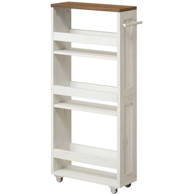 VASAGLE Dessertes de Cuisine Fin à 4 Niveaux avec Roulettes avec Poignée Petit Espace 15 x 432 x 865 cm Blanc Rustique et Marron Miel Blanc - Publicité VASAGLE Dessertes de Cuisine Fin à 4 Niveaux avec Roulettes avec Poignée Petit Espace 15 x 432 x 865 cm Blanc Rustique et Marron Miel Blanc - Publicité