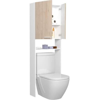 Parisot Meuble étagères WC - Décor Chêne et Blanc - 2 portes - Salle de bain / buanderie - L642 x P218 x H184 cm - MADE IN FRANCE Beige - Publicité Parisot Meuble étagères WC - Décor Chêne et Blanc - 2 portes - Salle de bain / buanderie - L642 x P218 x H184 cm - MADE IN FRANCE Beige - Publicité