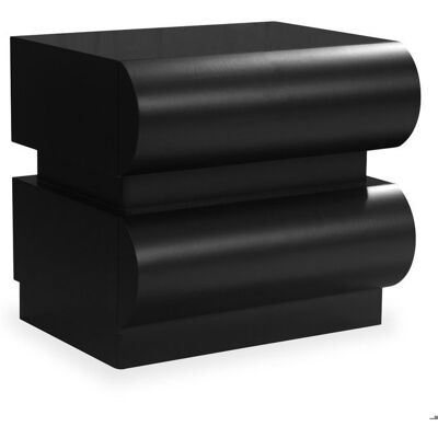 MENZZO Table de chevet avec 2 tiroirs arrondis L45cm Mezade Noir Noir - Publicité MENZZO Table de chevet avec 2 tiroirs arrondis L45cm Mezade Noir Noir - Publicité